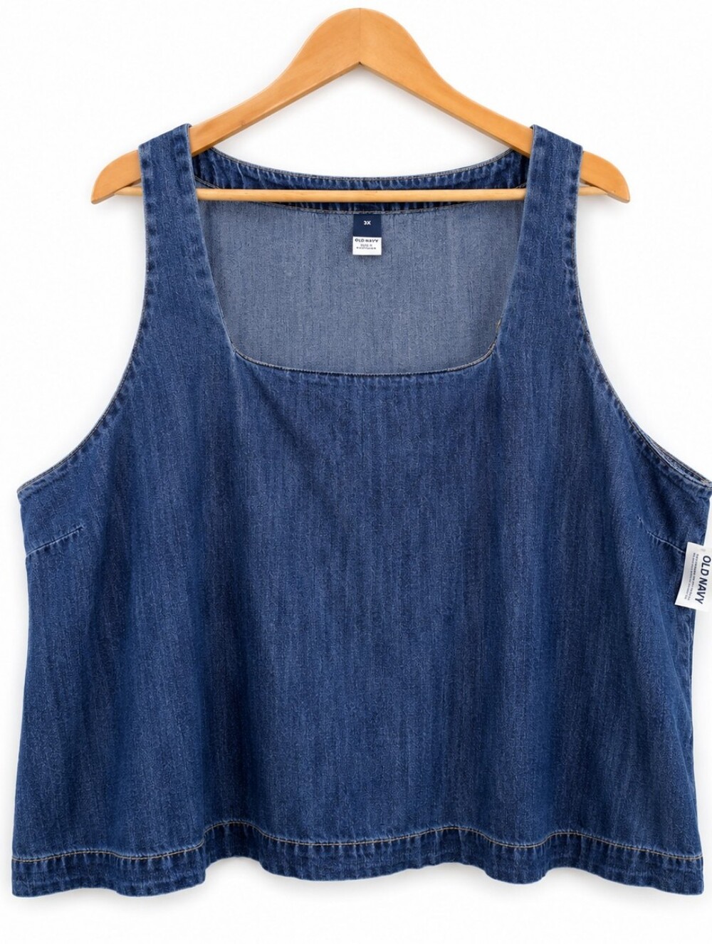 NWT Old Navy Denim Tank Top 3X Plus Size Chambray Sleeveless Boxy Crop Top